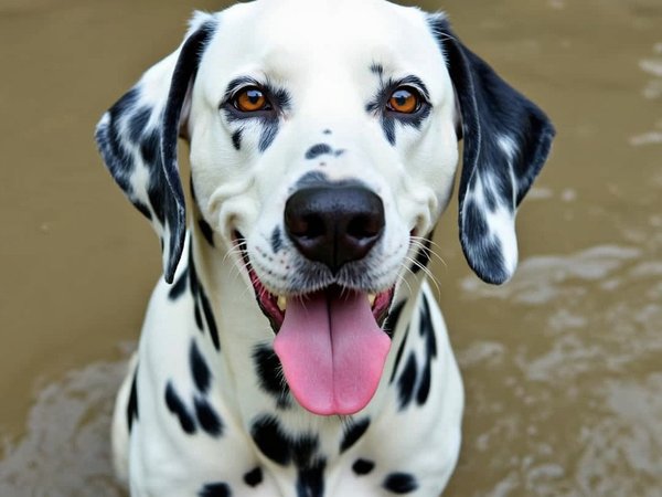 How do you train a Dalmatian to be comfortable around water for swimming activities?